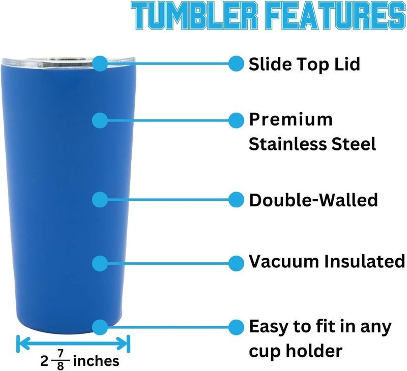 Decorvo Officially Licensed Collegiate Stainless Steel Tumbler - Double Walled Insulated Travel Tumbler with Slide Lid - 18 oz (Michigan - Blue) - Image 2